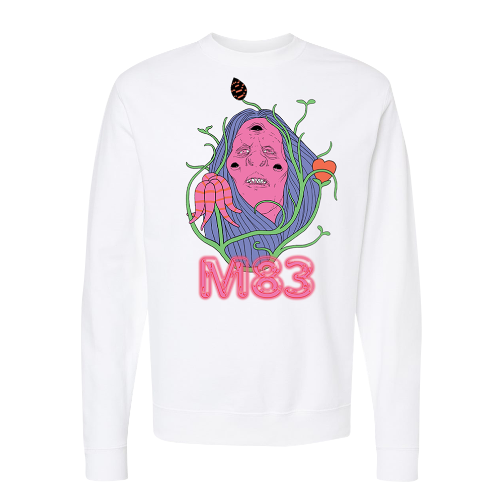 Fantasy Monster Flowers White Crewneck